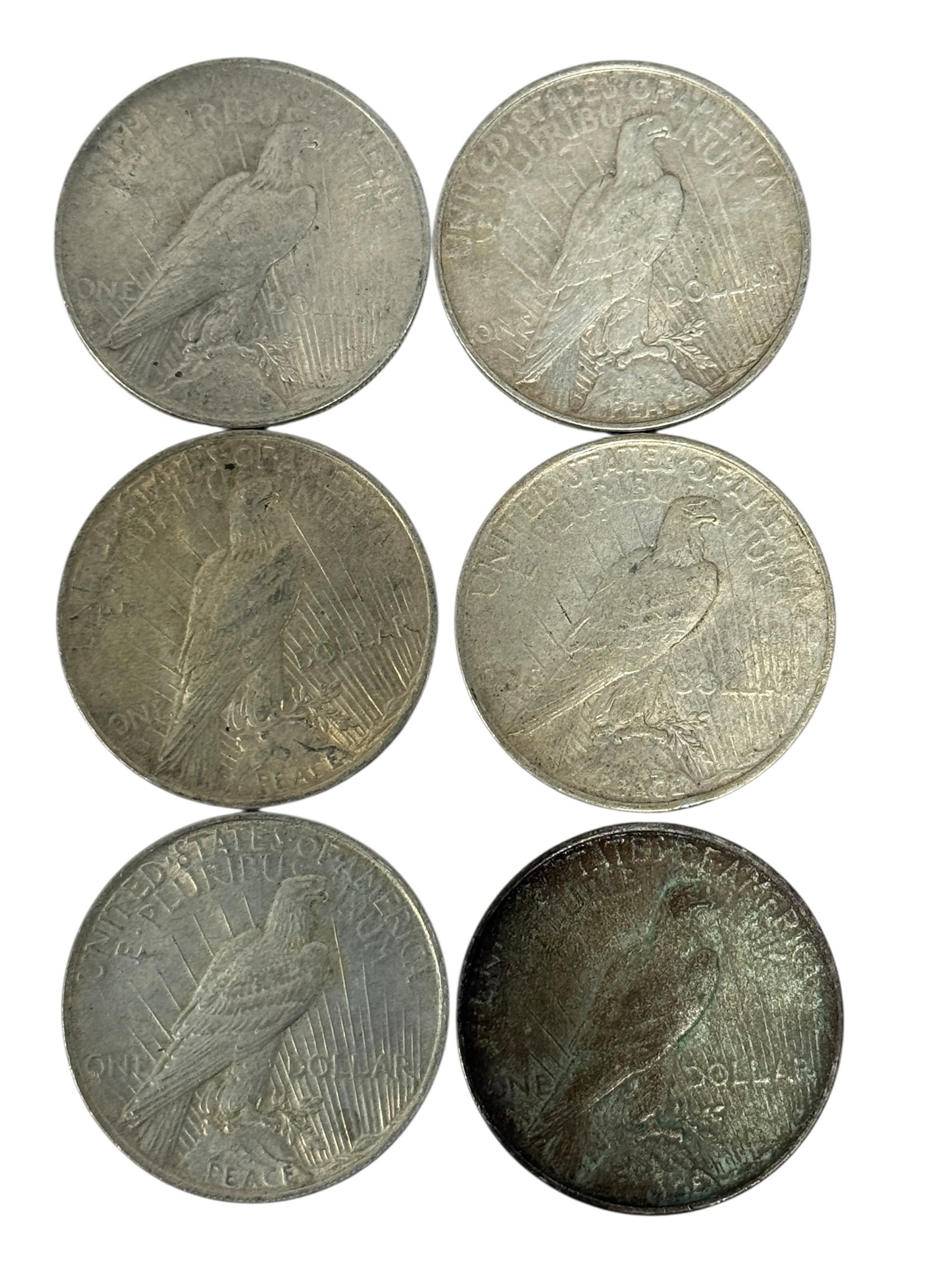 (6) Peace Silver Dollars - 2