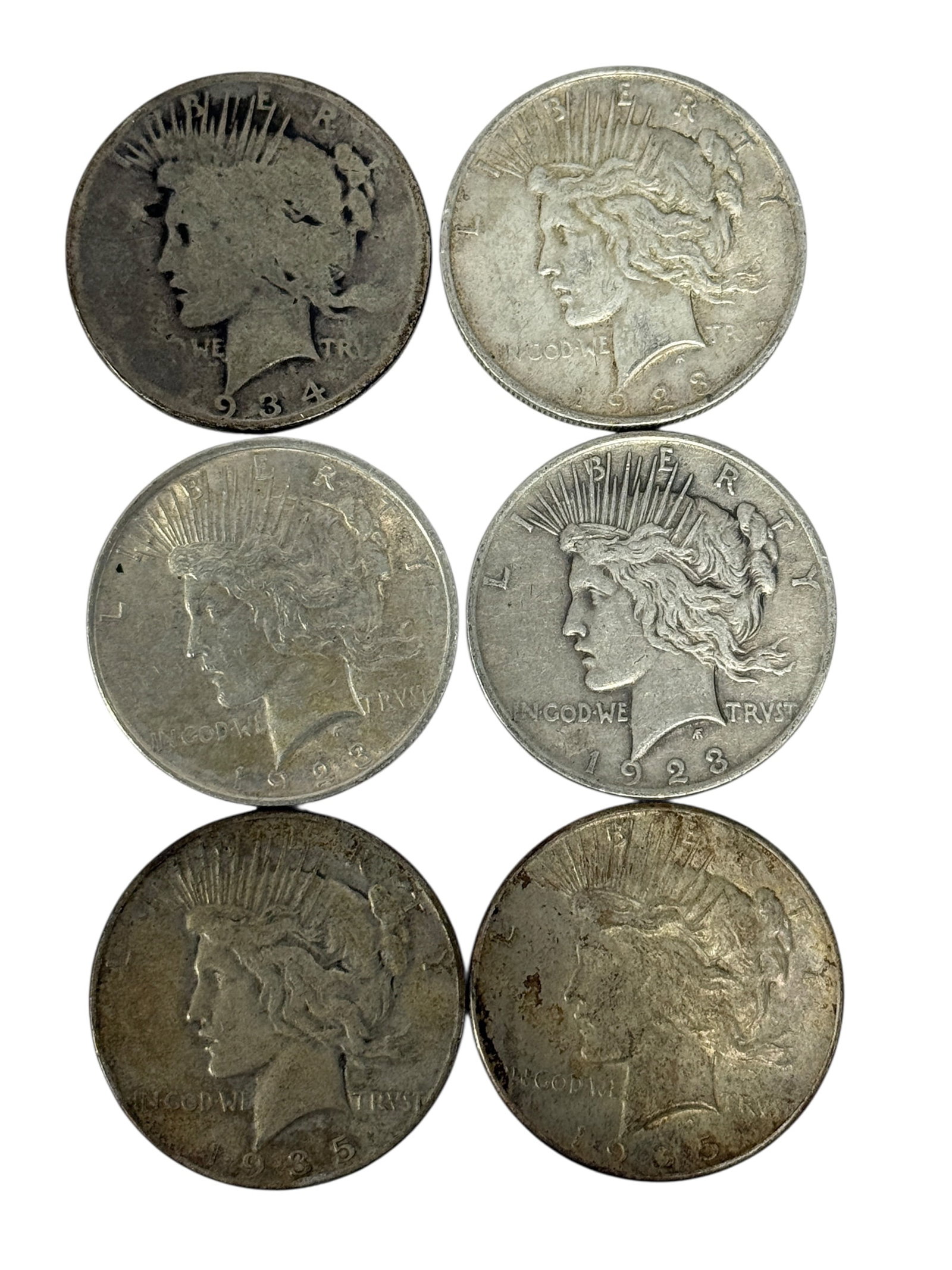 (6) Peace Silver Dollars: (6) Peace Silver Dollars