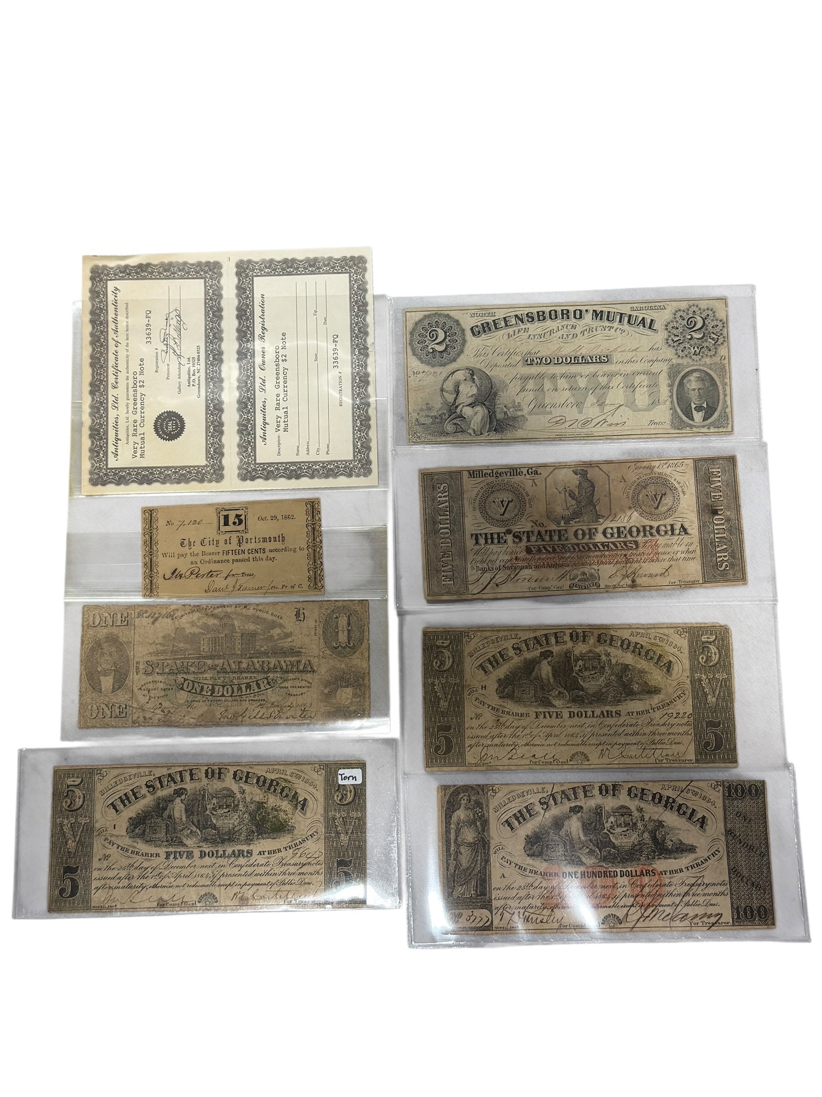 Lot of Confederate State Currency (1 of 5)