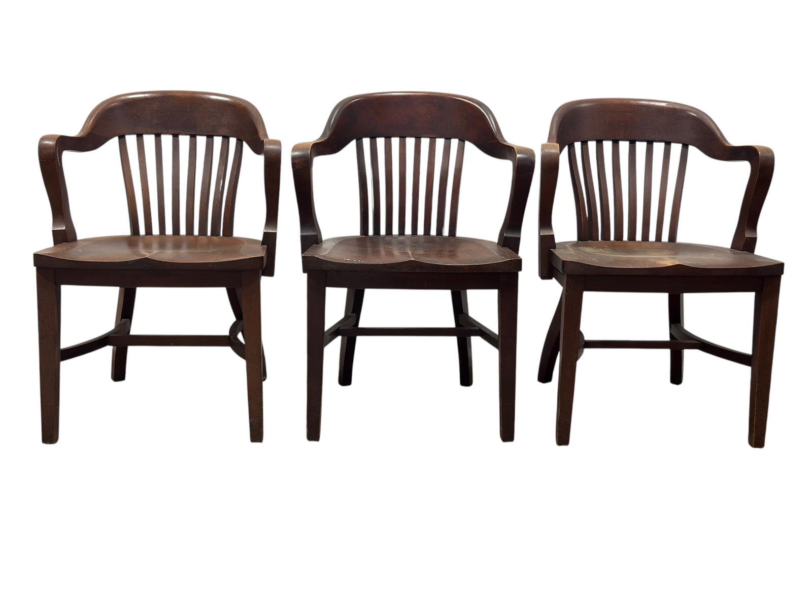 Set of 3 Antique Bentwood & Slat-Back Wooden Armchairs (1 of 10)