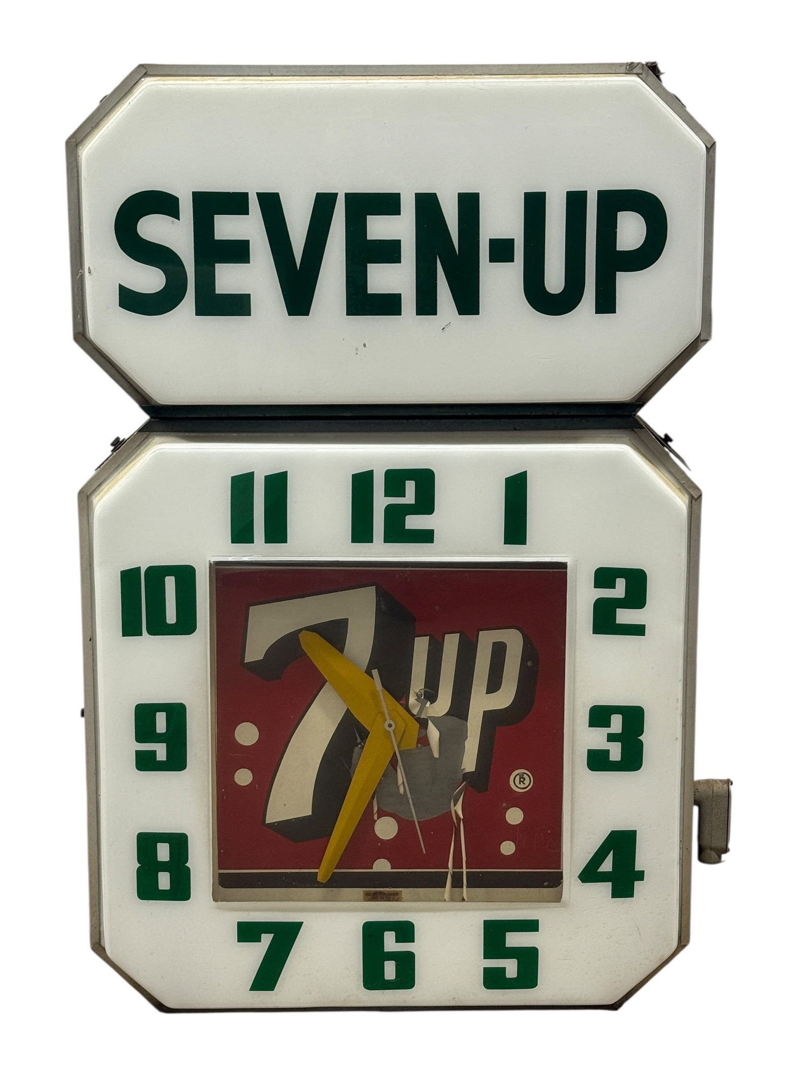 Vintage Seven-Up Electric Neon Clock Co. Advertising Clock w/ Marquee (1 of 12)