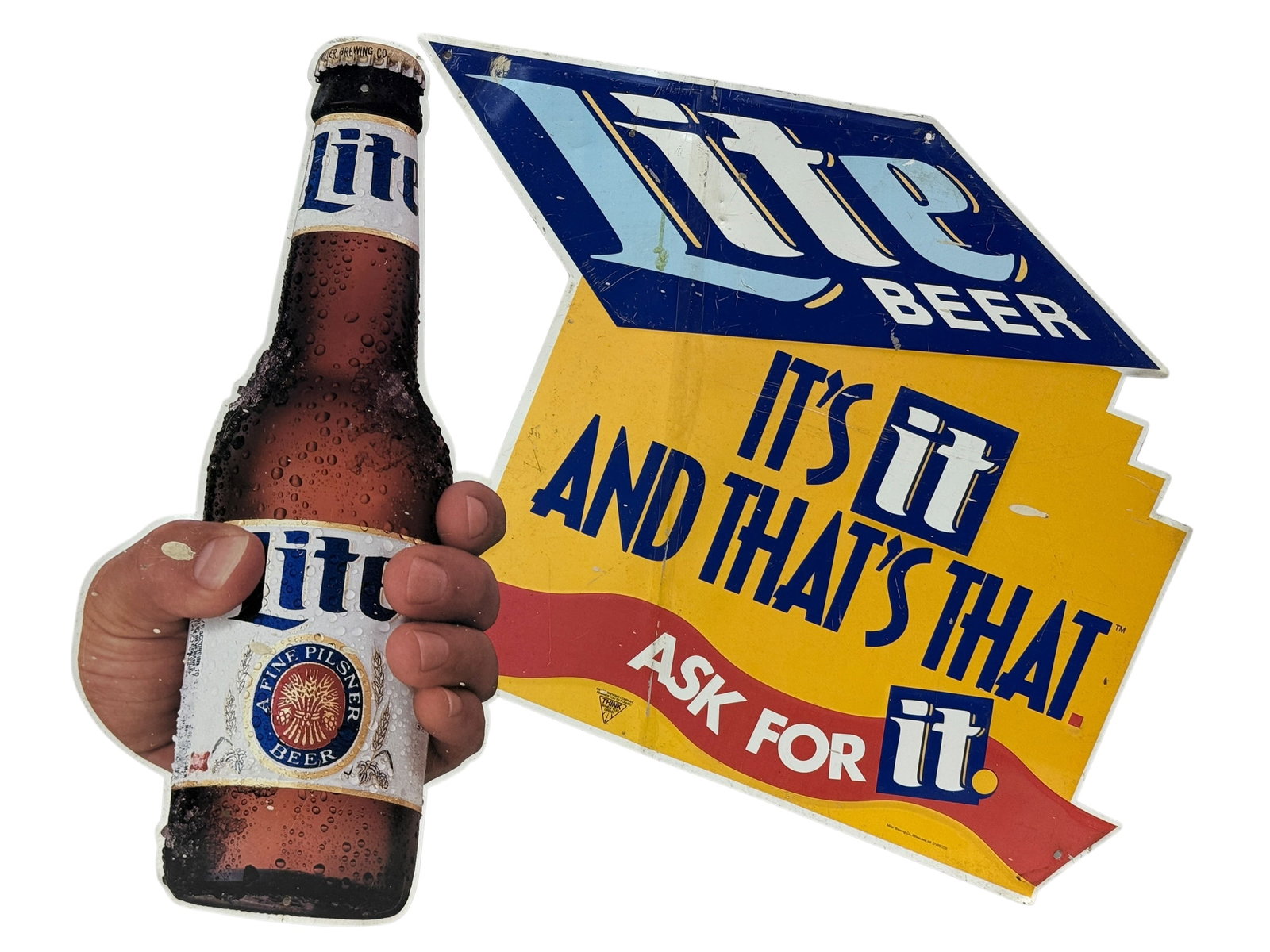 Vintage Miller Lite Die-Cut Metal Beer Advertising Sign (1 of 9)