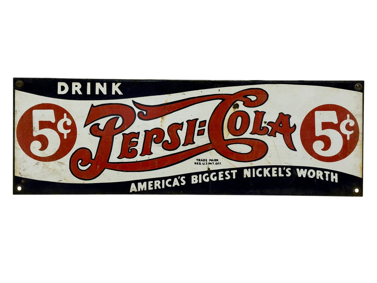Vintage Pepsi-Cola 5¢ Porcelain Advertising Sign (1 of 4)