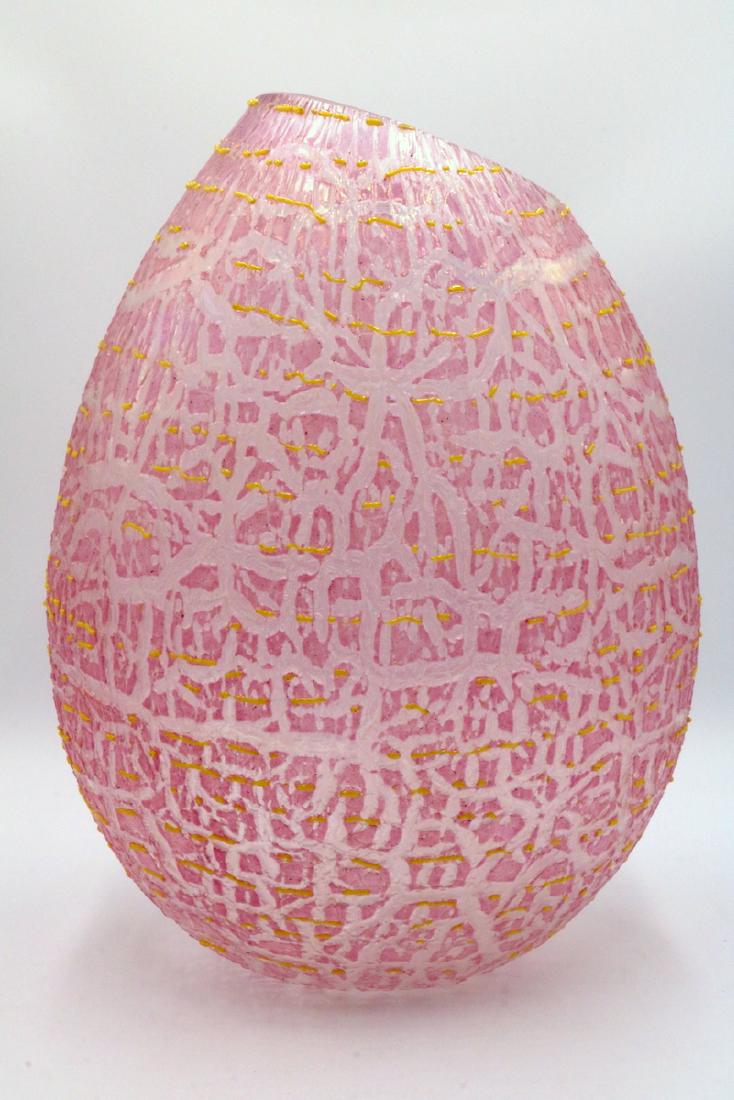 Alfredo Rossi Pink & Yellow Murano Art Glass Vase (1 of 5)