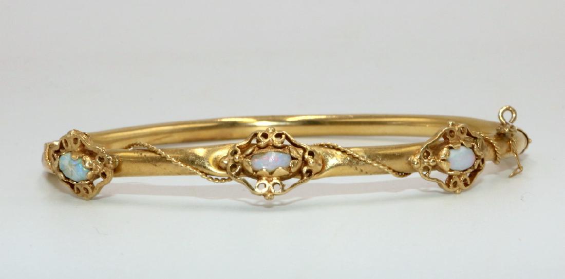 14Kt YG Opal Bangle Bracelet (1 of 3)