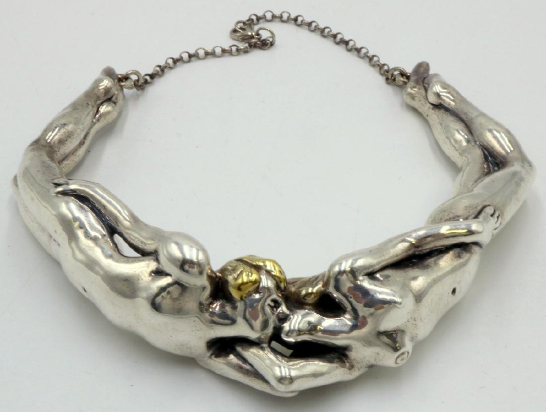 Gorgeous Art Nouveau Two Nudes Sterling Necklace (1 of 3)