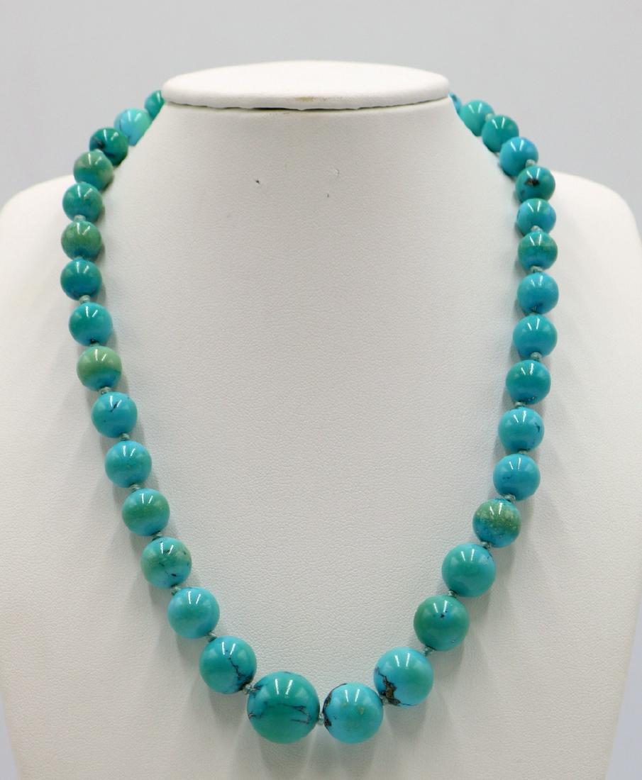 14Kt YG Graduating Turquoise Beaded Necklace (1 of 3)