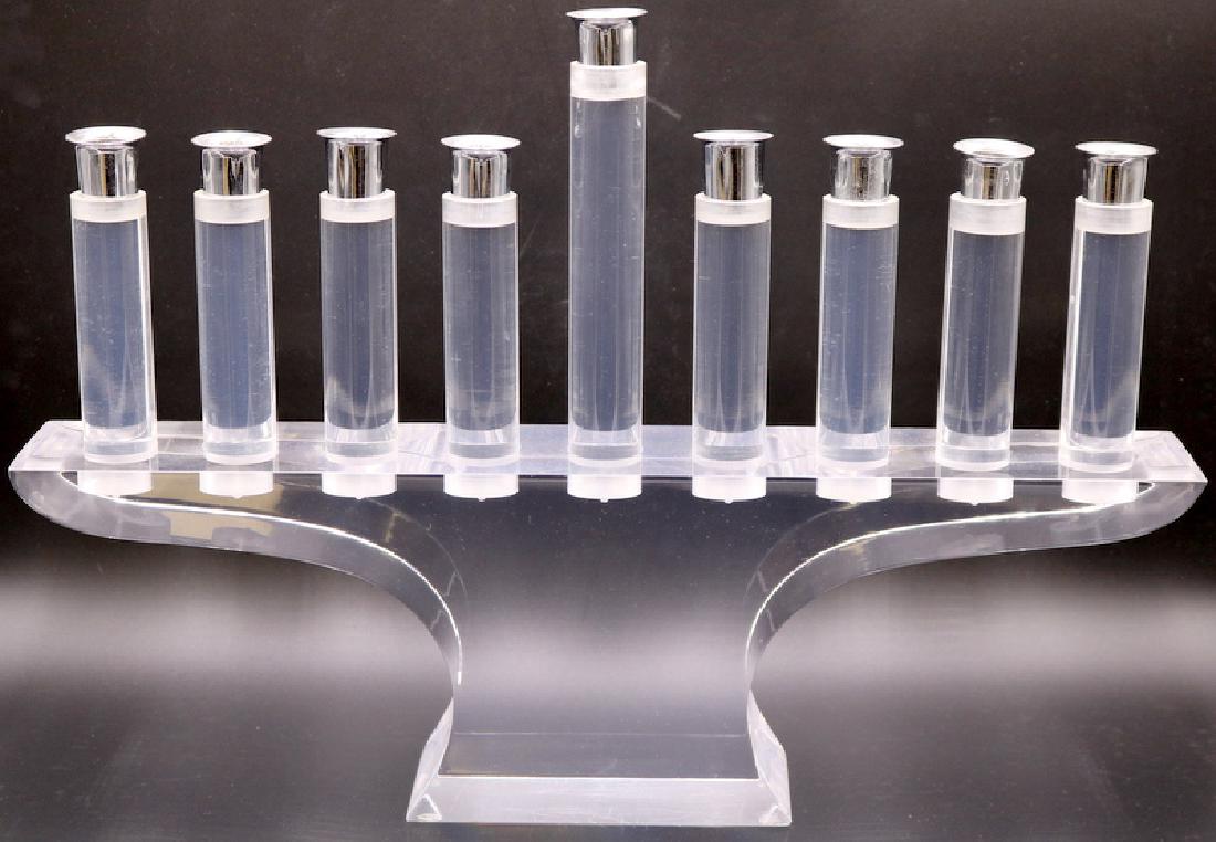 Rare Judaica Mid-Century Heavy Lucite Menorah (1 of 7)