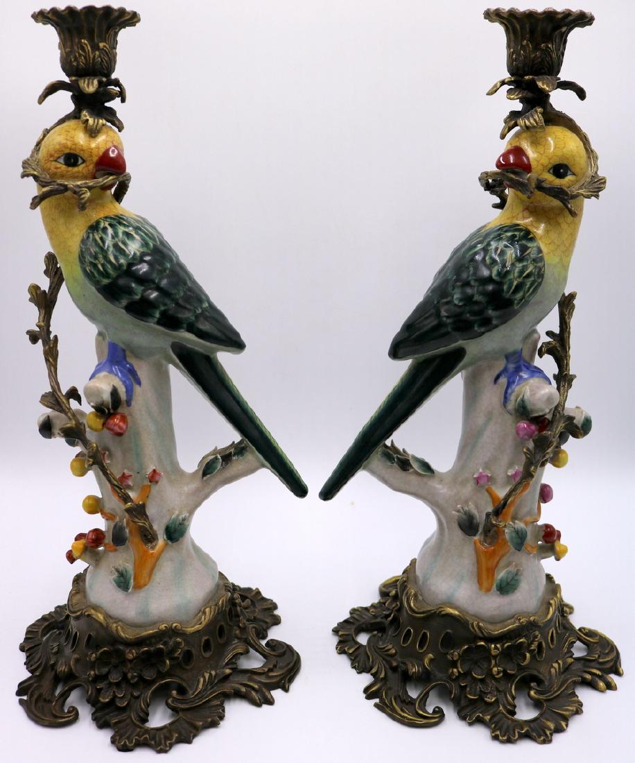 Pair of Antique Chinese Hand Painted Porcelain Parrots (1 of 5)