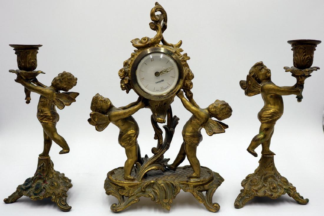 Vintage Mercedes German Bronze Clock Set (1 of 7)