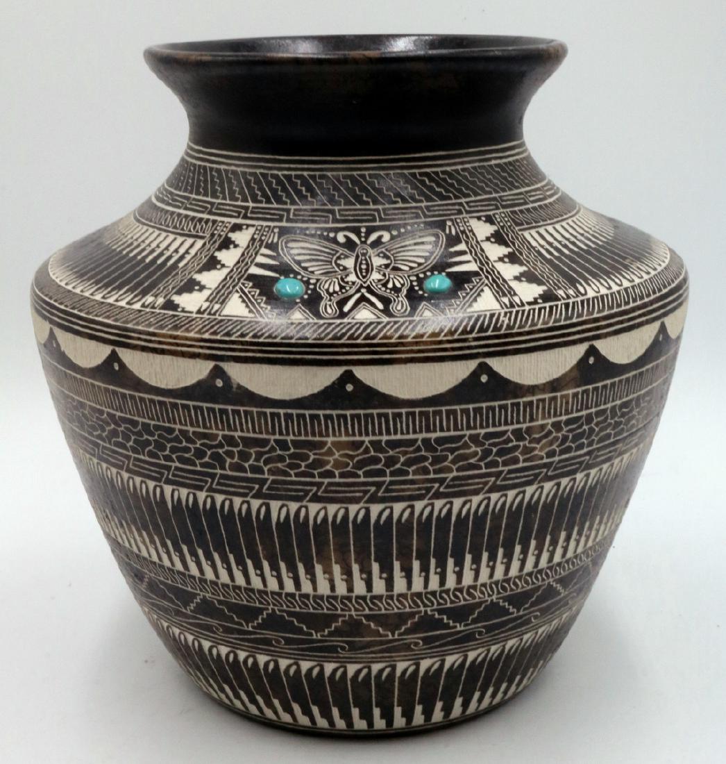 Myron Charley Navajo Etched Native American Vase (1 of 5)
