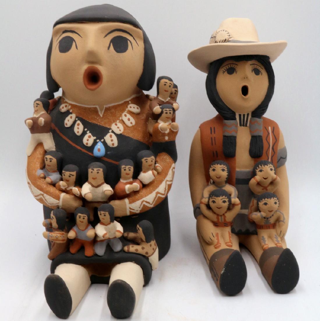 Two CLS Jemez/Pueblo Native American Sculptures: Two CLS Jemez/Pueblo Native American Sculptures. Small - 9" high, Big - 9 1/4" high. Both marked, New Mexico. The Jemez have lived in the Jemez Valley for hundreds of years and in Northern New Mexico