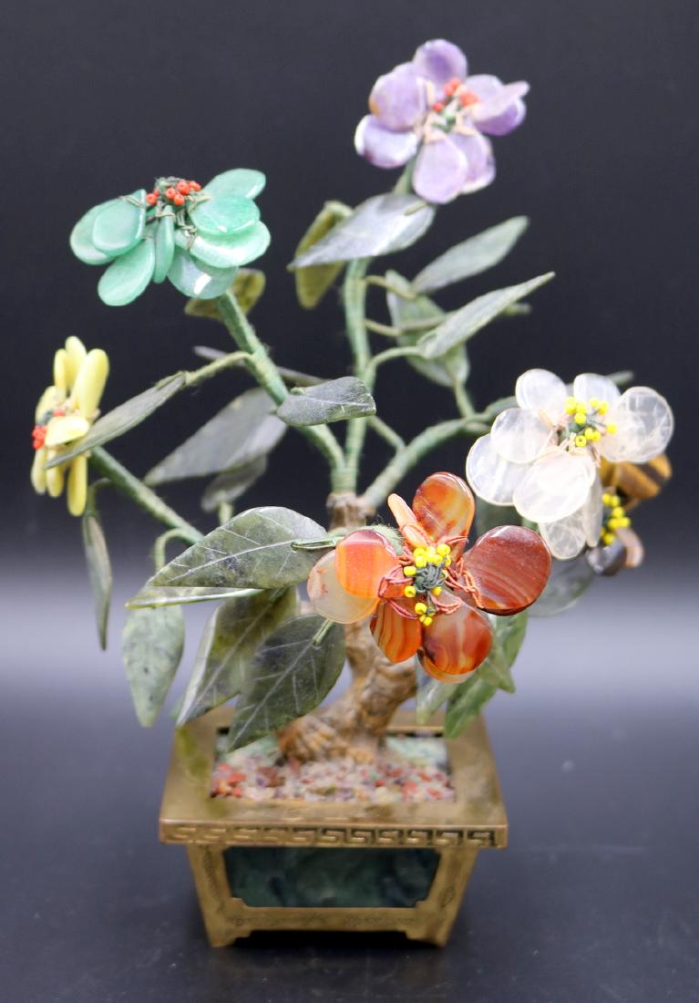 Chinese Jade & Multi-Semi-Precious Stone Tree (1 of 7)