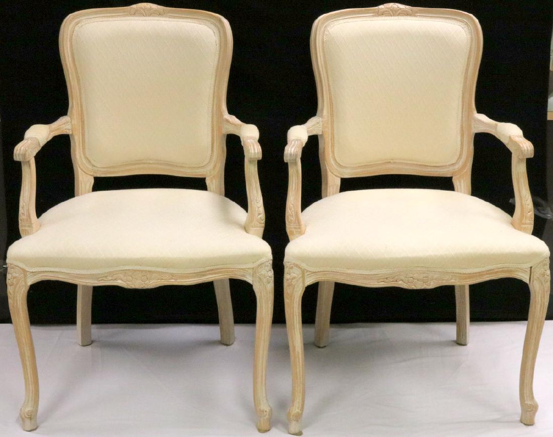Pair of Beautiful White Upholstered & Cream Chairs (1 of 6)