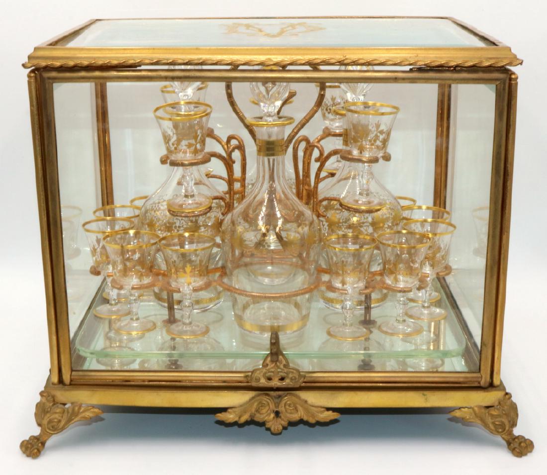 Antique French Gilt Bronze & Glass Case Tantalus Set (1 of 10)