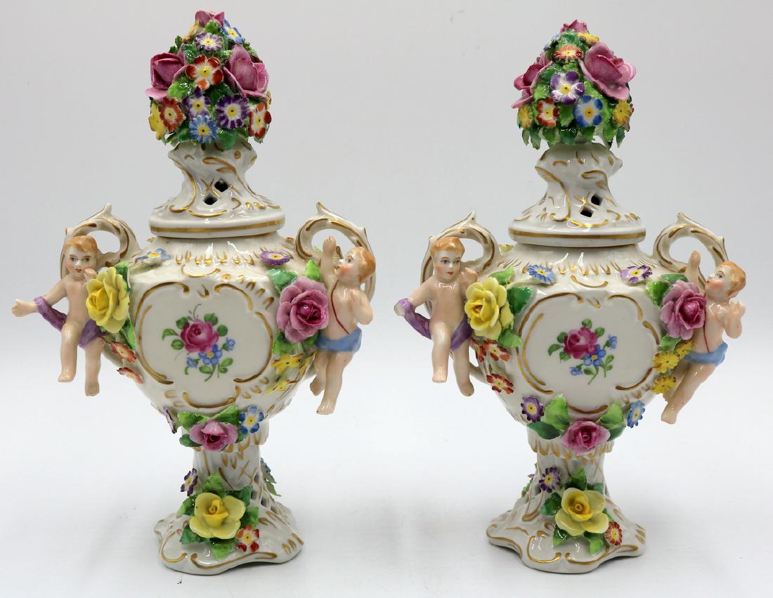 Pair of Von Schierholz Miniature Covered Porcelain Urns (1 of 5)