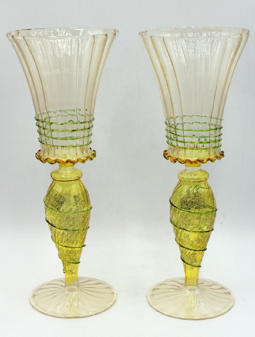 Pair of Italian Murano Art Glass Goblets (1 of 3)
