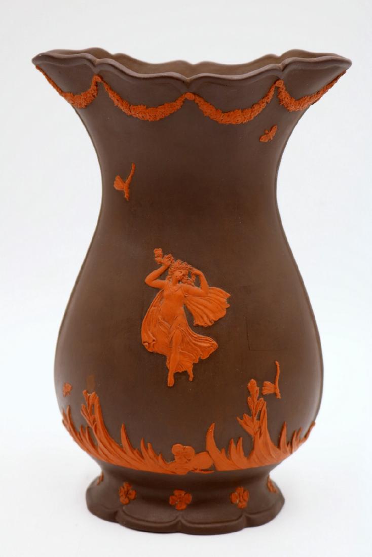 Sarreguemines Brown & Orange Pottery Vase (1 of 3)