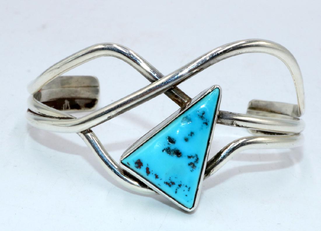Sue CHM Navajo Sterling & Turquoise Bracelet (1 of 2)