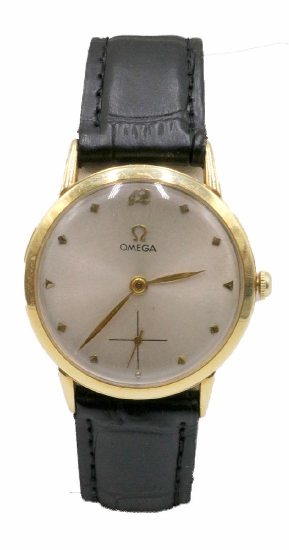 Omega 14Kt YG & Black Leather Men's Wrist Watch (1 of 4)