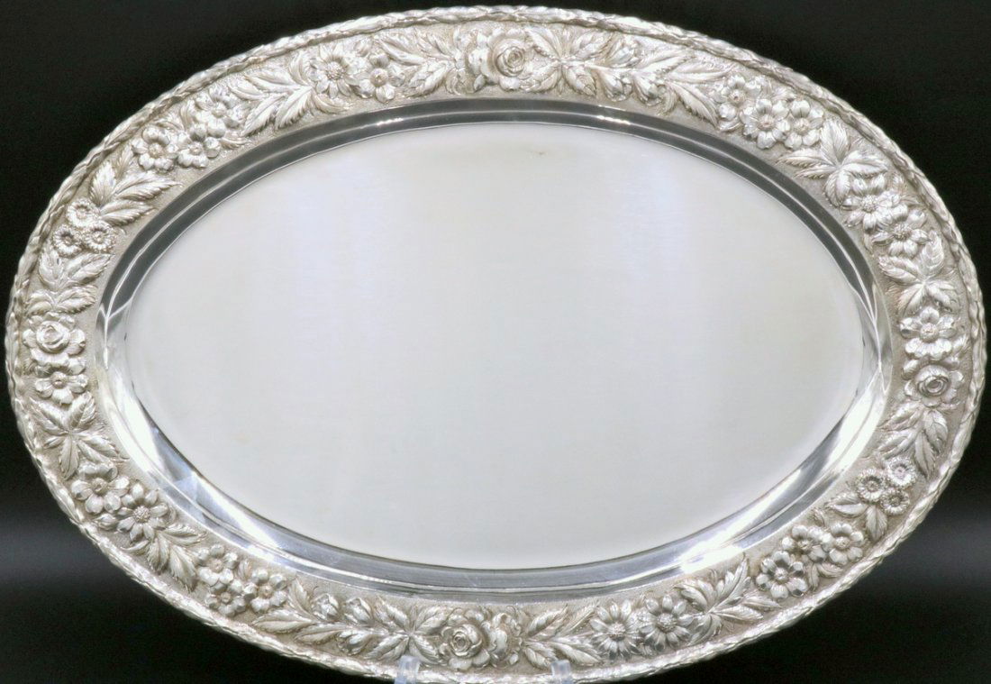 S. Kirk & Son "Repousse" Sterling Oval Tray (1 of 4)