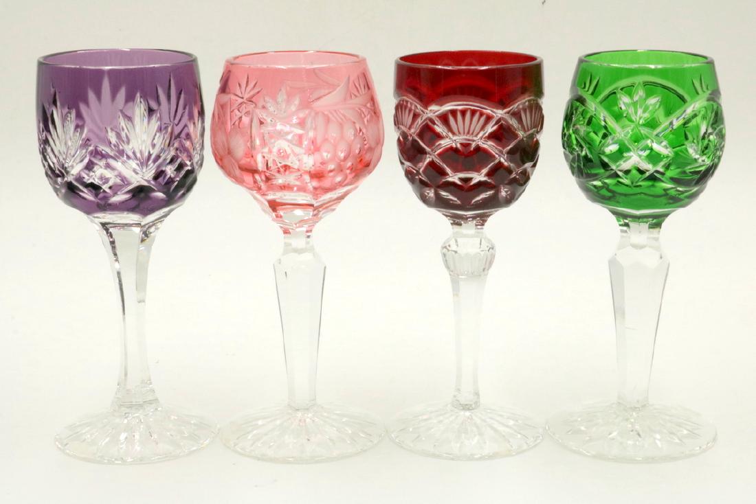 4 Pc. Czech Multi-Colored Cut Crystal Glasses (1 of 3)