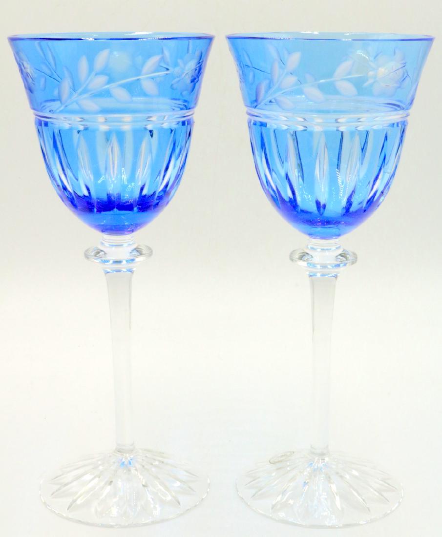 2 Pc. Hungarian Blue Cut Crystal Water Goblets (1 of 2)