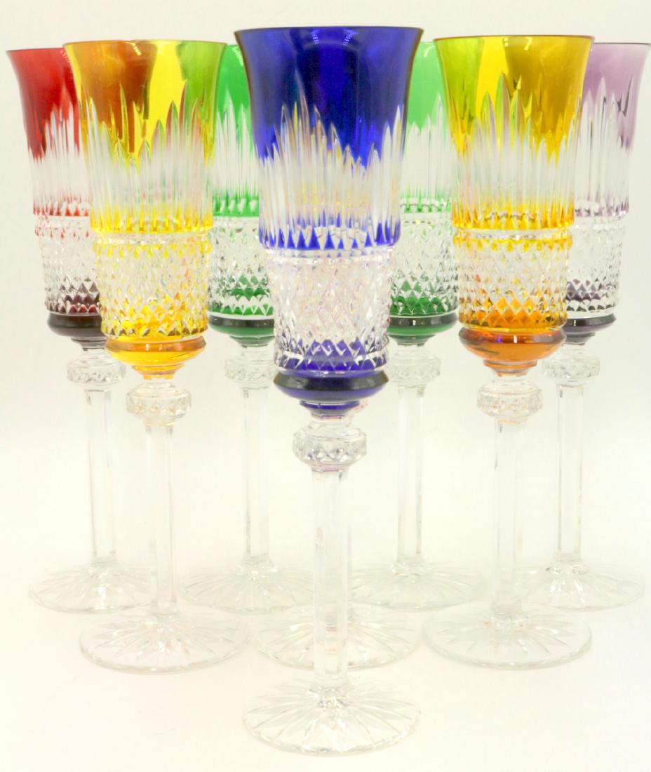 8 Pc. Czech Multi-Colored Cut Crystal Champagne Glasses (1 of 2)