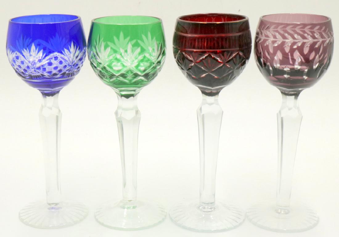 4 Pc. Czech Multi-Colored Cut Crystal Glasses (1 of 3)