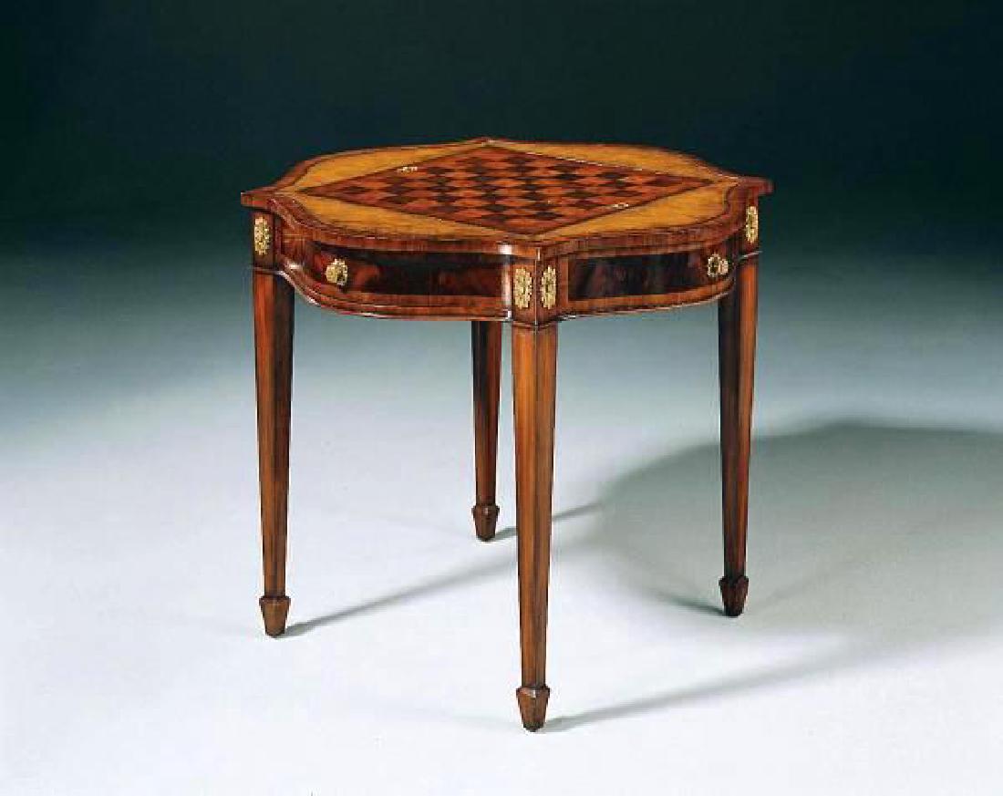 Maitland Smith Mahogany Serpentine Game Table (1 of 4)