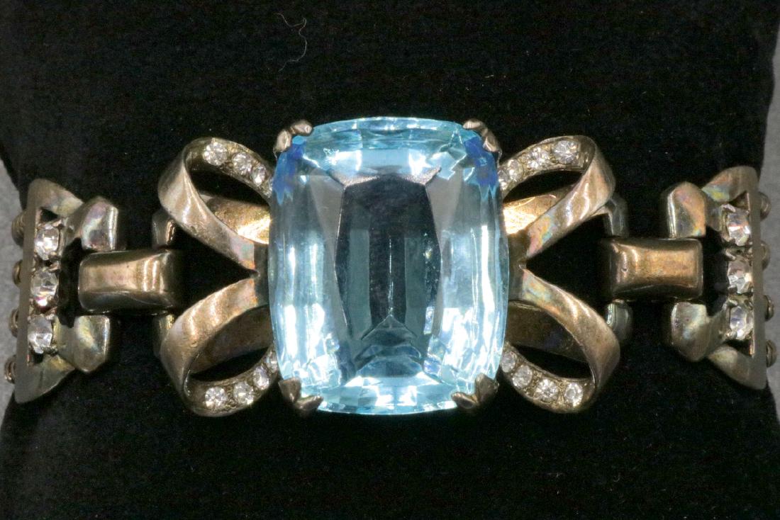 Mazer Vintage Art Deco Blue Topaz Sterling Bracelet (1 of 3)