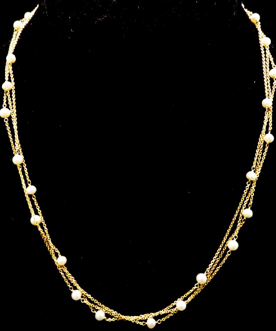 14Kt YG 3-Strand Pearl Necklace (1 of 2)