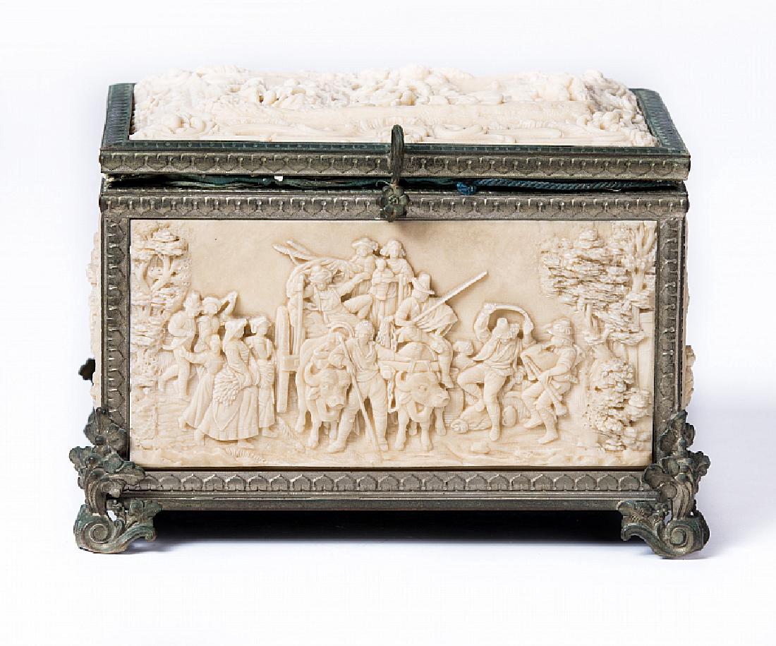 Antique French Gilt Metal & Carved Faux Ivory Box (1 of 7)