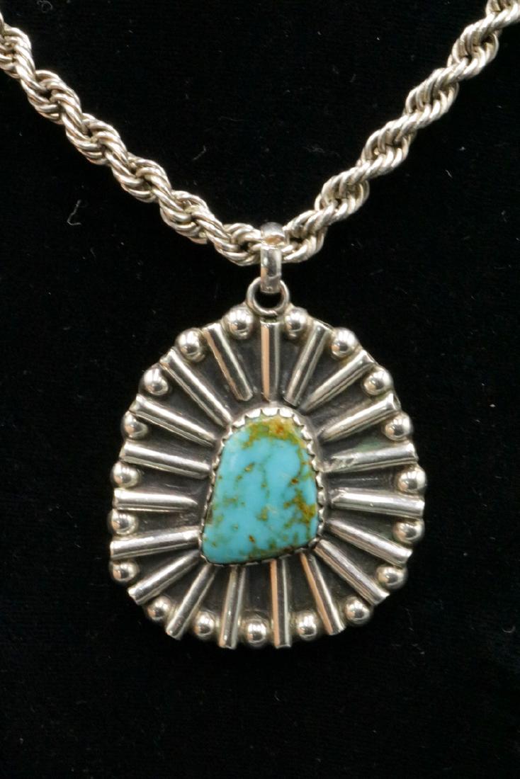 Turquoise & Sterling Pendant w/ Necklace (1 of 2)