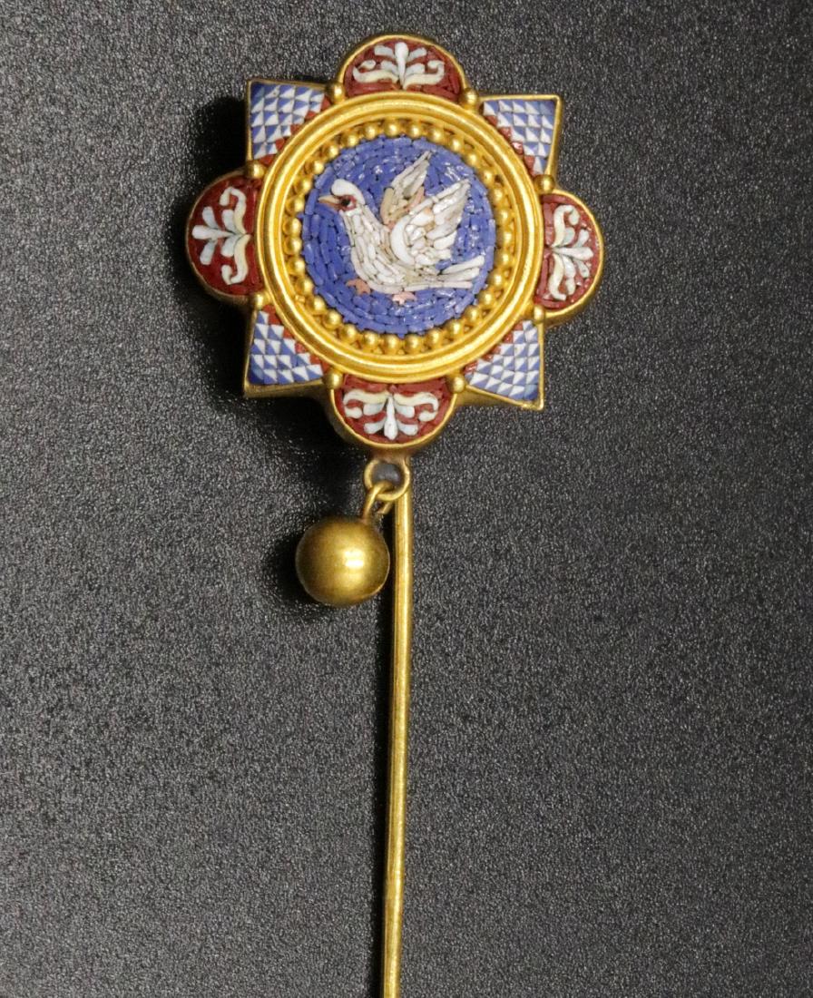 18Kt YG Mosaic Bird Stick Pin (1 of 3)
