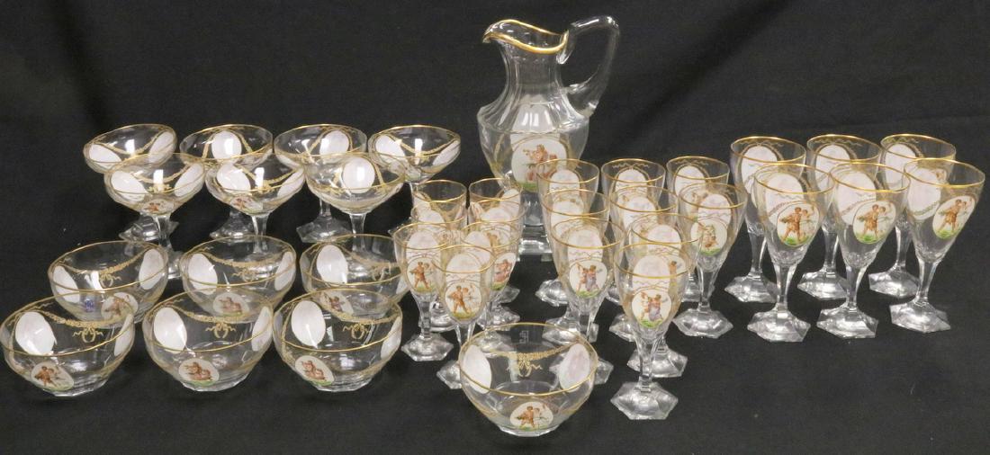 37 Pc. Beautiful Hand Painted Portrait Crystal Glasses (1 of 10)