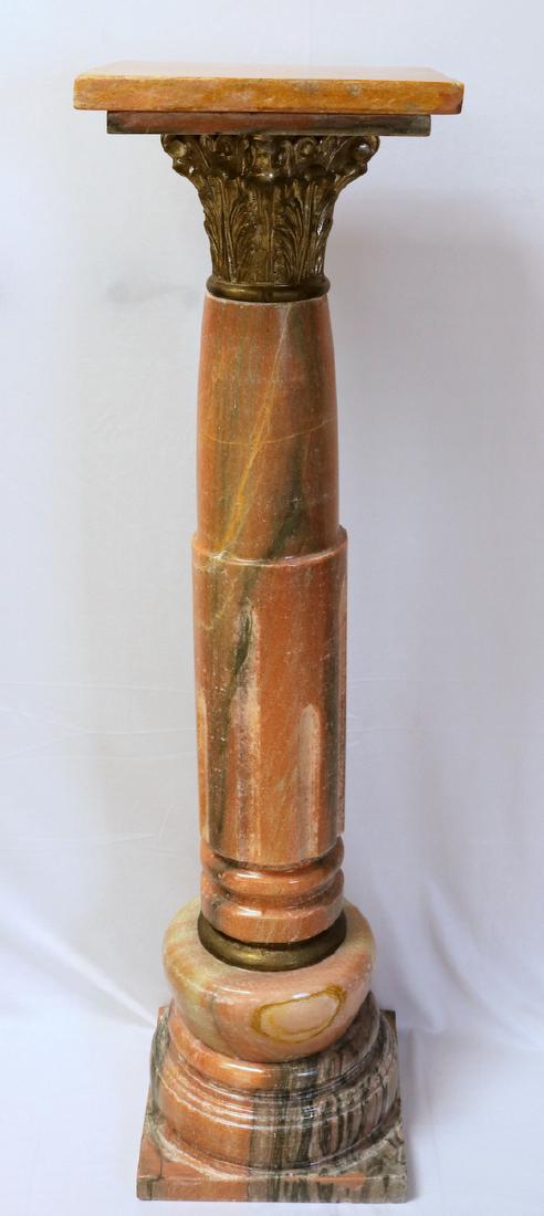 French Bronze & Pink Marble Pedestal (1 of 4)