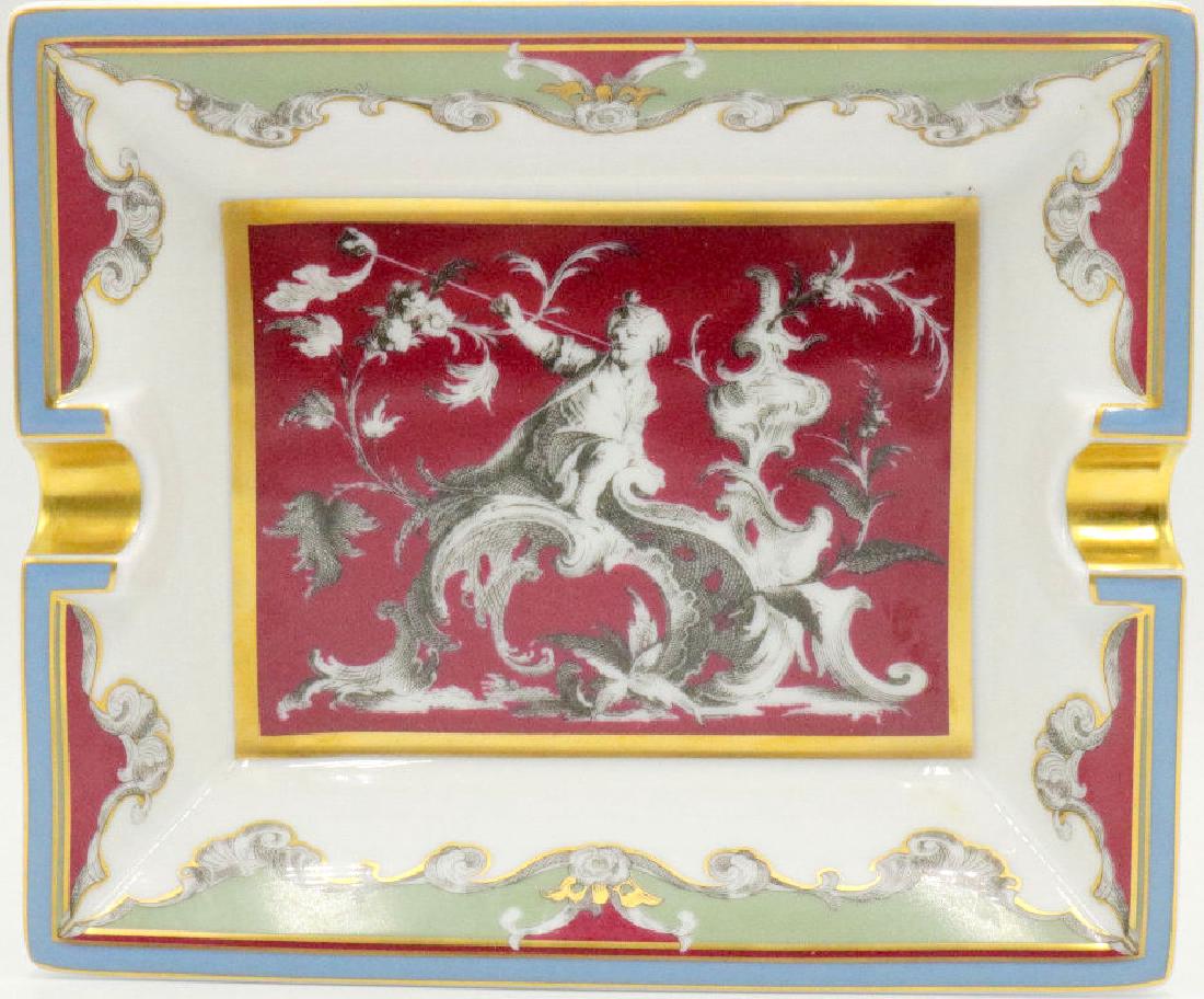 Bernardaud Limoges "Rocaille" Hand Painted Cigar: Bernardaud Limoges "Rocaille" Hand Painted Cigar Ashtray. Measures - 7 3/4" long x 6 5/8" wide.
