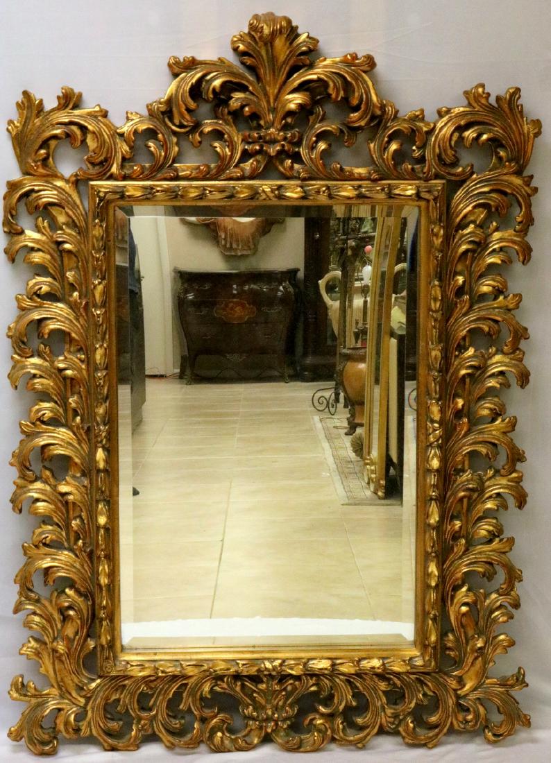 Contemporary Gilded Ormolu Wall Mirror: Contemporary Gilded Ormolu Wall Mirror. Measures - 59" high x 41 1/2" wide.