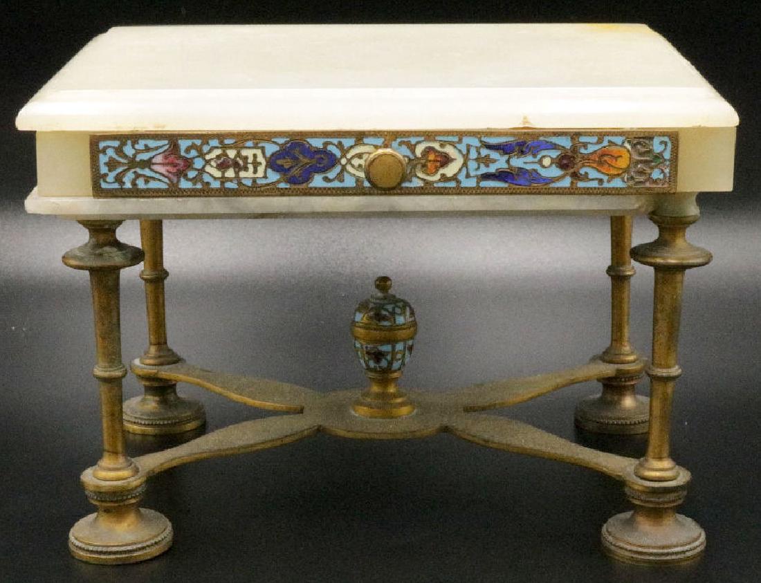 Antique French Champleve Enamel Bronze & Onyx Miniature (1 of 5)