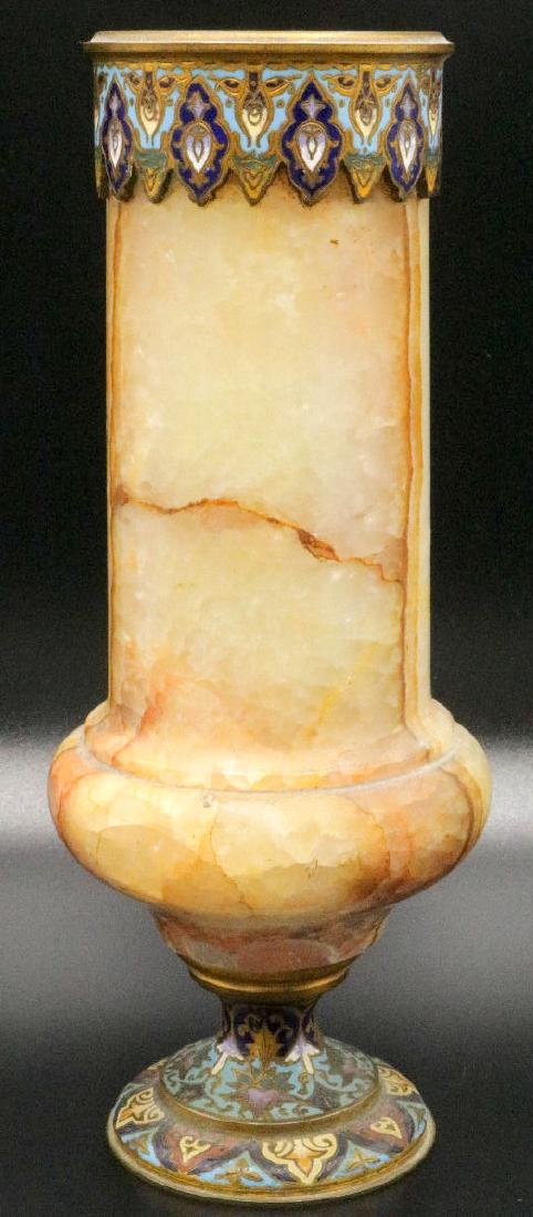 Antique French Champleve Enamel Bronze & Onyx Footed (1 of 4)