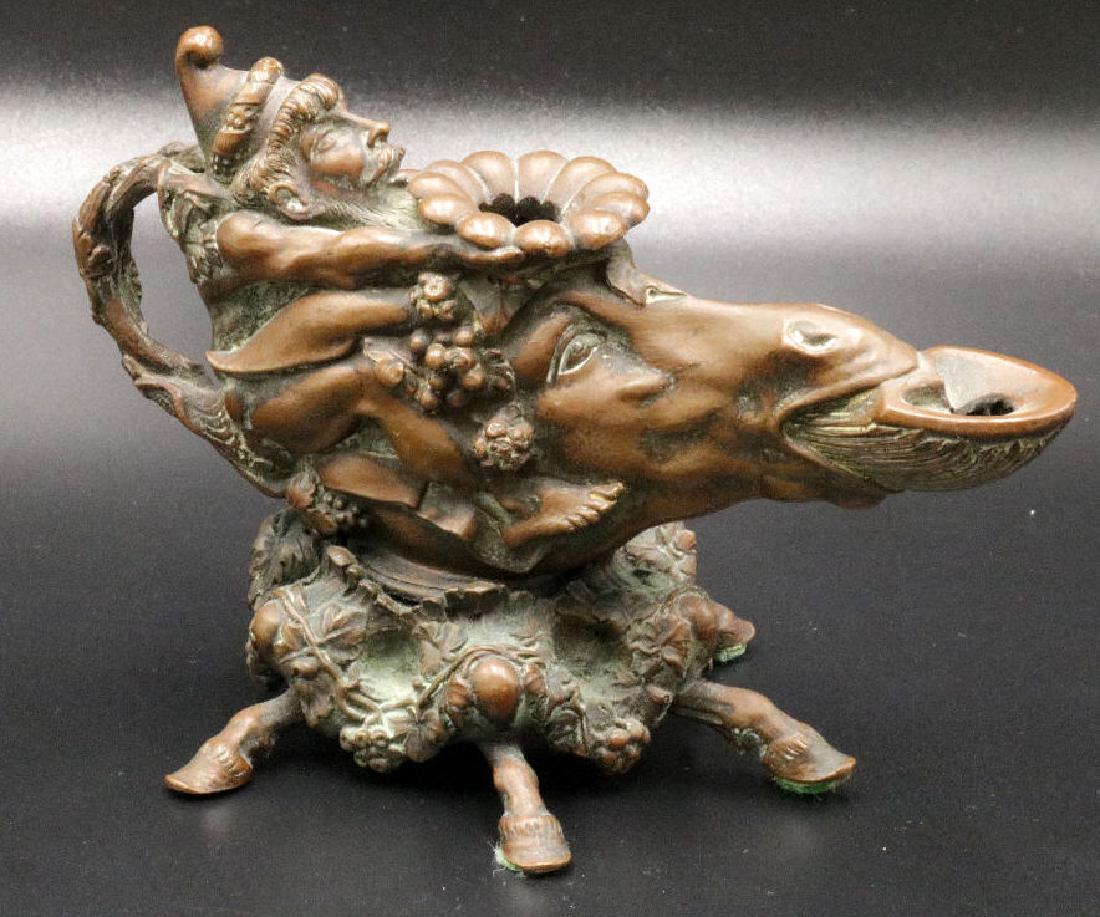 Unusual Figural Bronze Tea Pot (1 of 3)