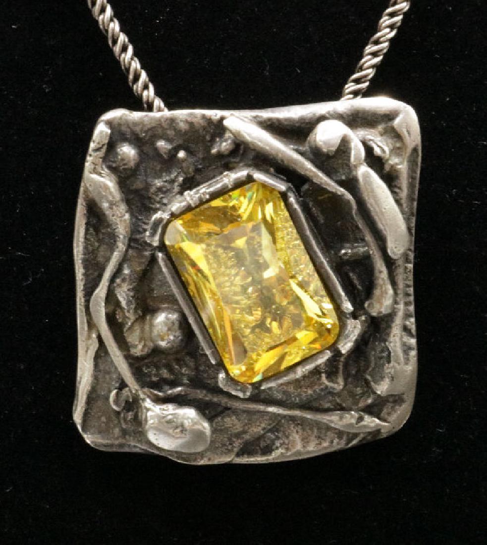 Sterling & Lemon Quartz Pendant w/ Necklace (1 of 3)