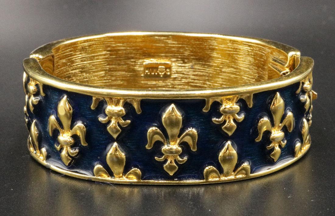 Michaela Von Habsburg Gold & Navy Enamel Bangle (1 of 3)