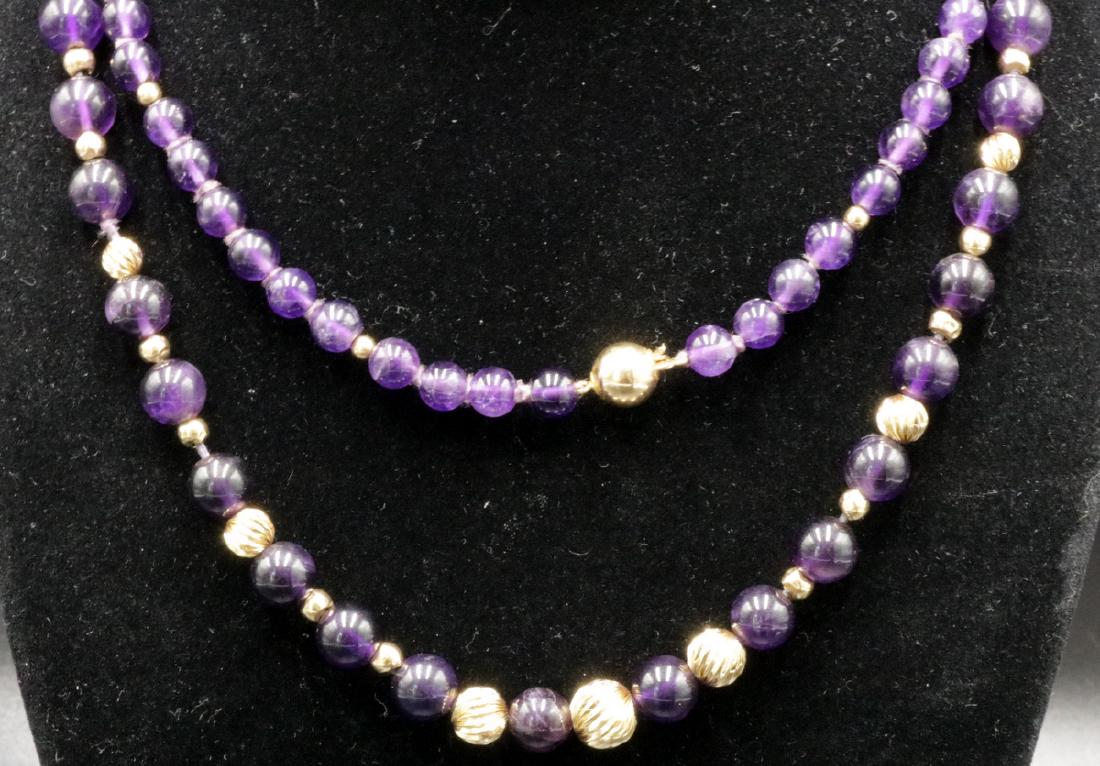 14Kt YG Amethyst Beaded Necklace (1 of 4)