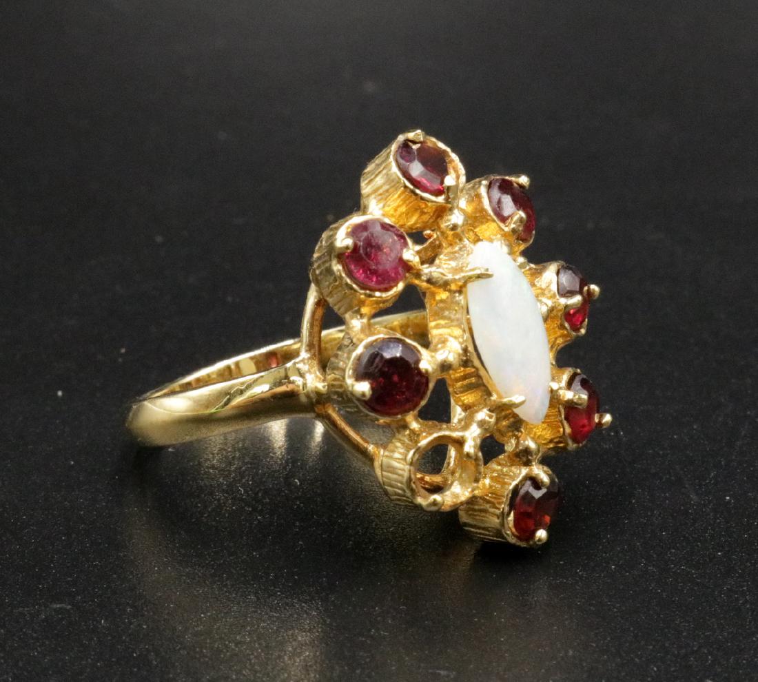 14Kt YG Opal & Garnet Ring (1 of 3)