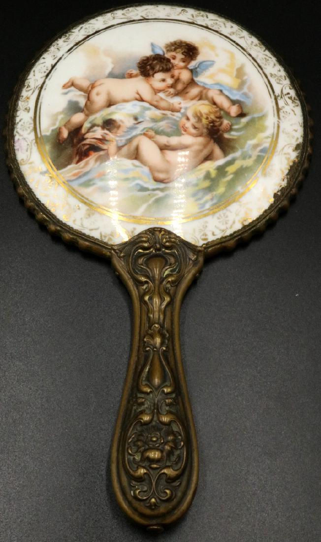 Antique French Painted Porcelain Vanity Mirror (1 of 3)