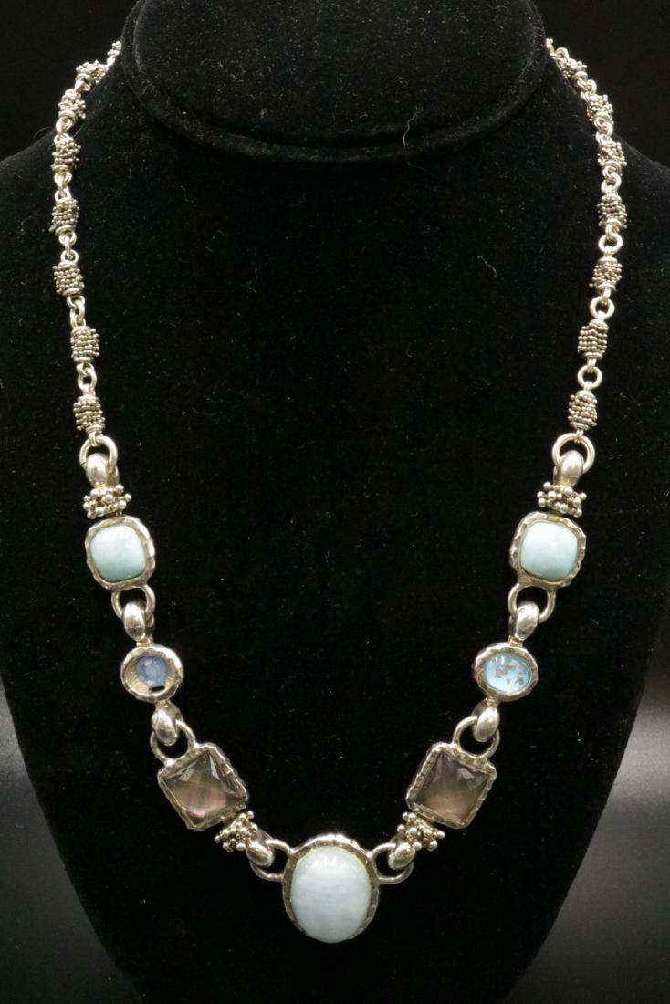 Michael Dawkins Sterling Larimar Multi-Stone Necklace (1 of 2)