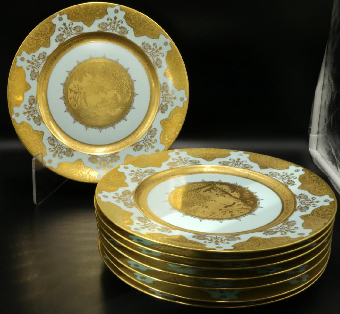 8 Pc. JWK Karlsbad Gilt Painted Porcelain Dinner Plates (1 of 3)