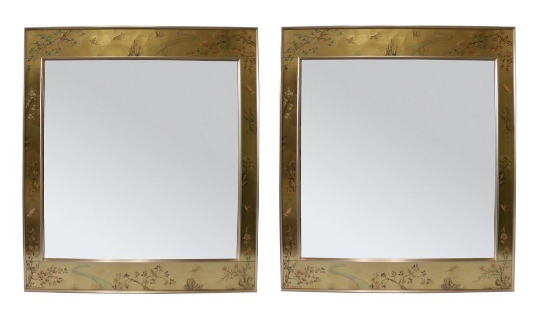Pair of LaBarge Signed Chinoiserie Eglomise Mirrors (1 of 7)
